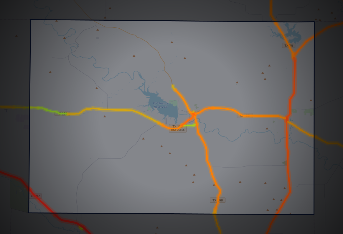 Traffic map of Coke, Texas