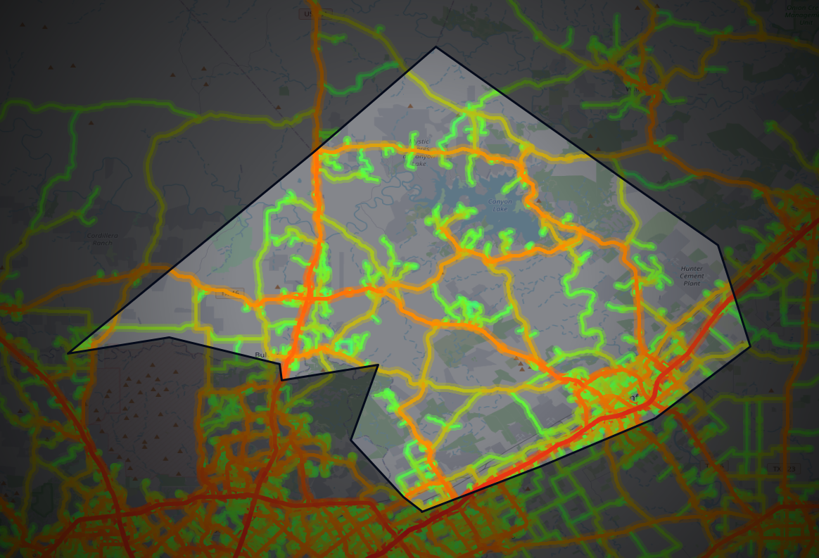 Traffic map of Comal, Texas