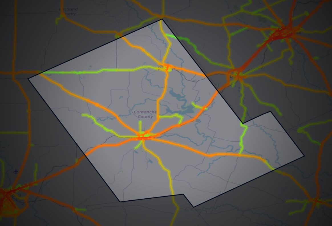 Traffic map of Comanche, Texas