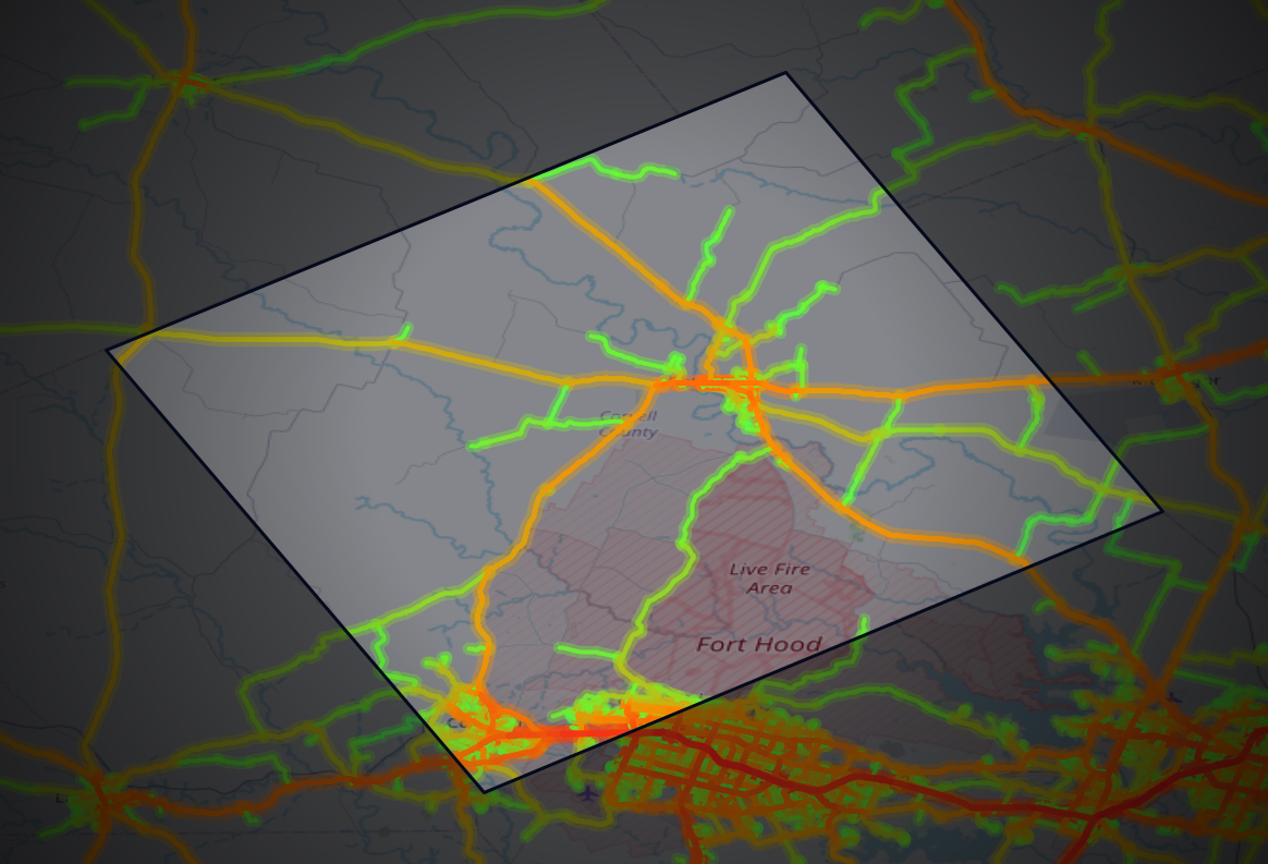 Traffic map of Coryell, Texas