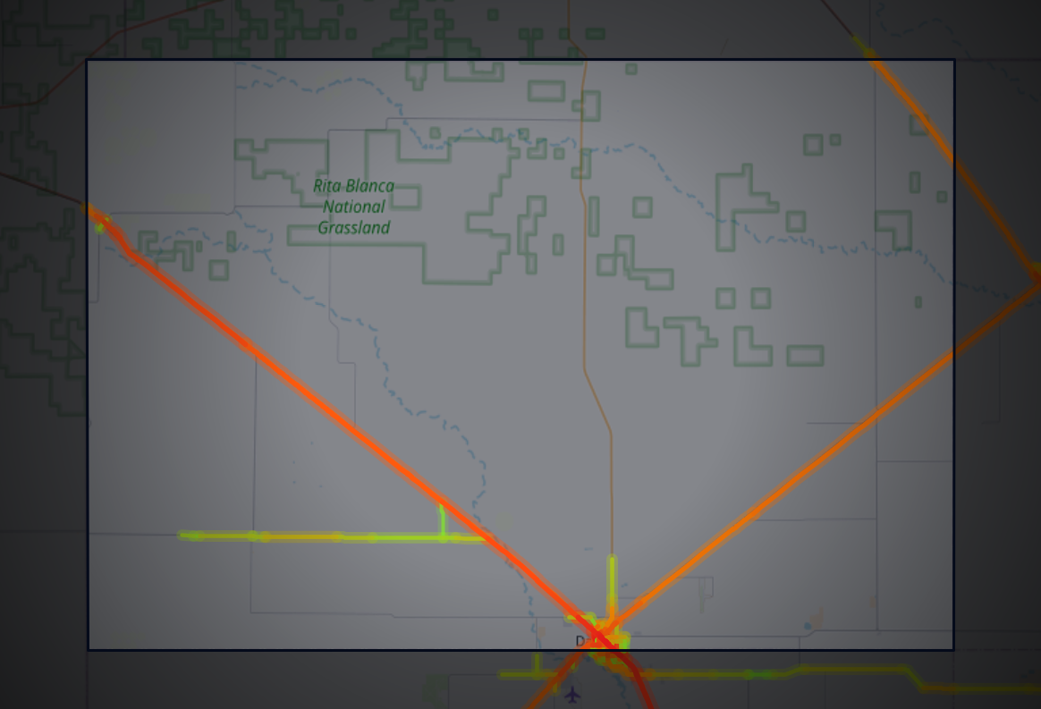 Traffic map of Dallam, Texas