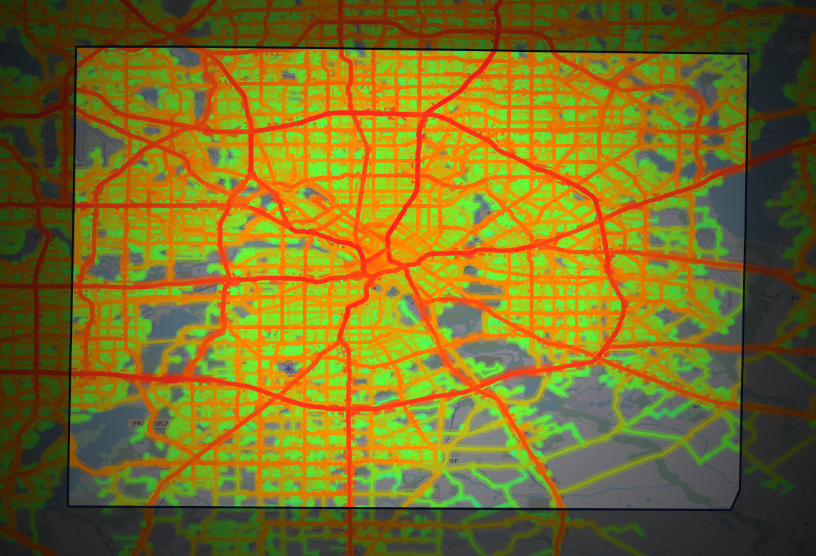 Traffic map of Dallas, Texas
