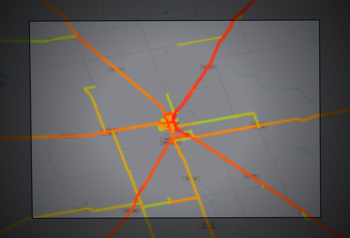 Traffic map of Dawson, Texas