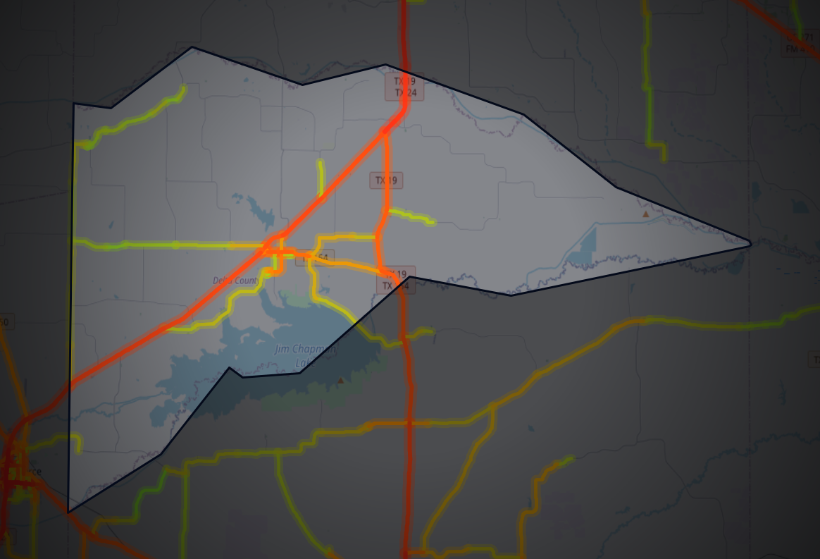 Traffic map of Delta, Texas
