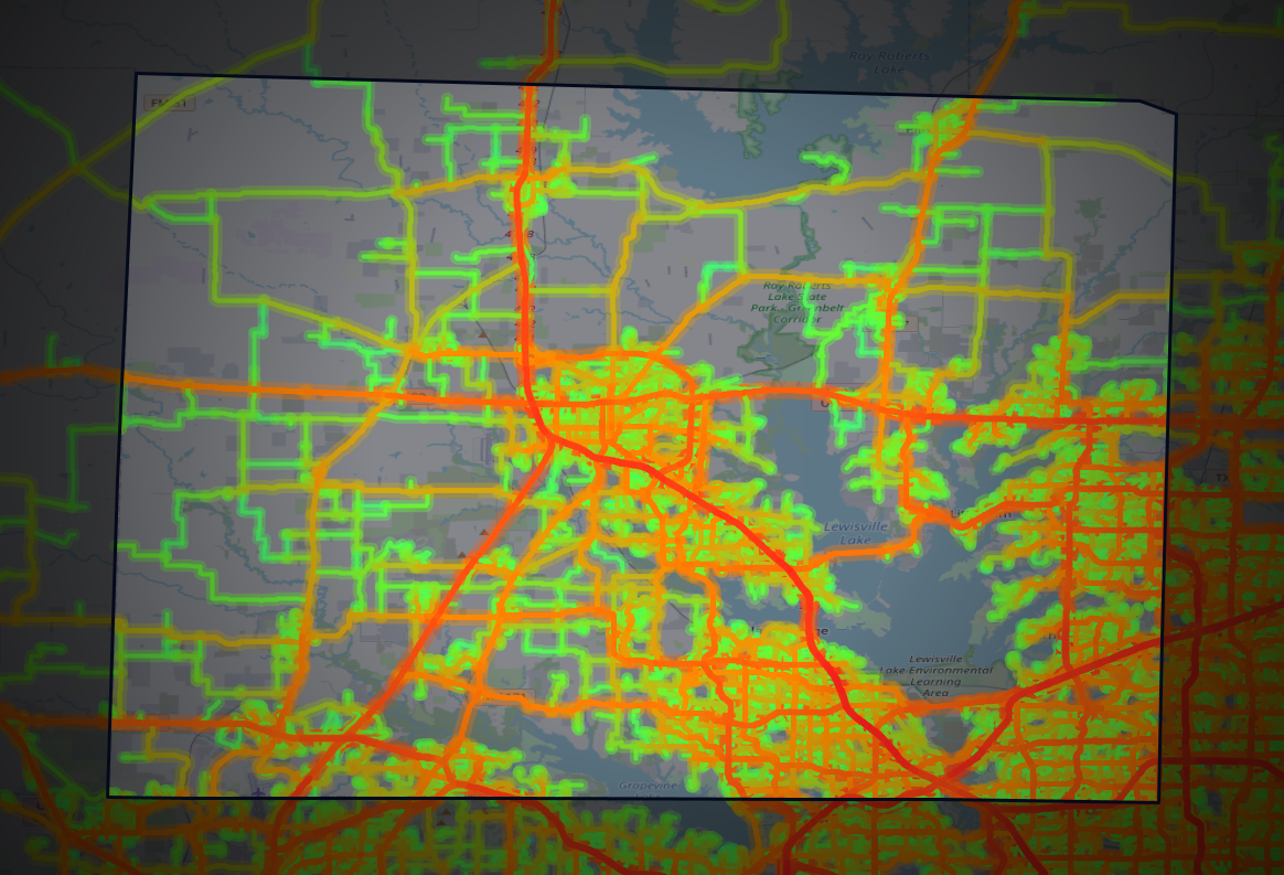 Traffic map of Denton, Texas