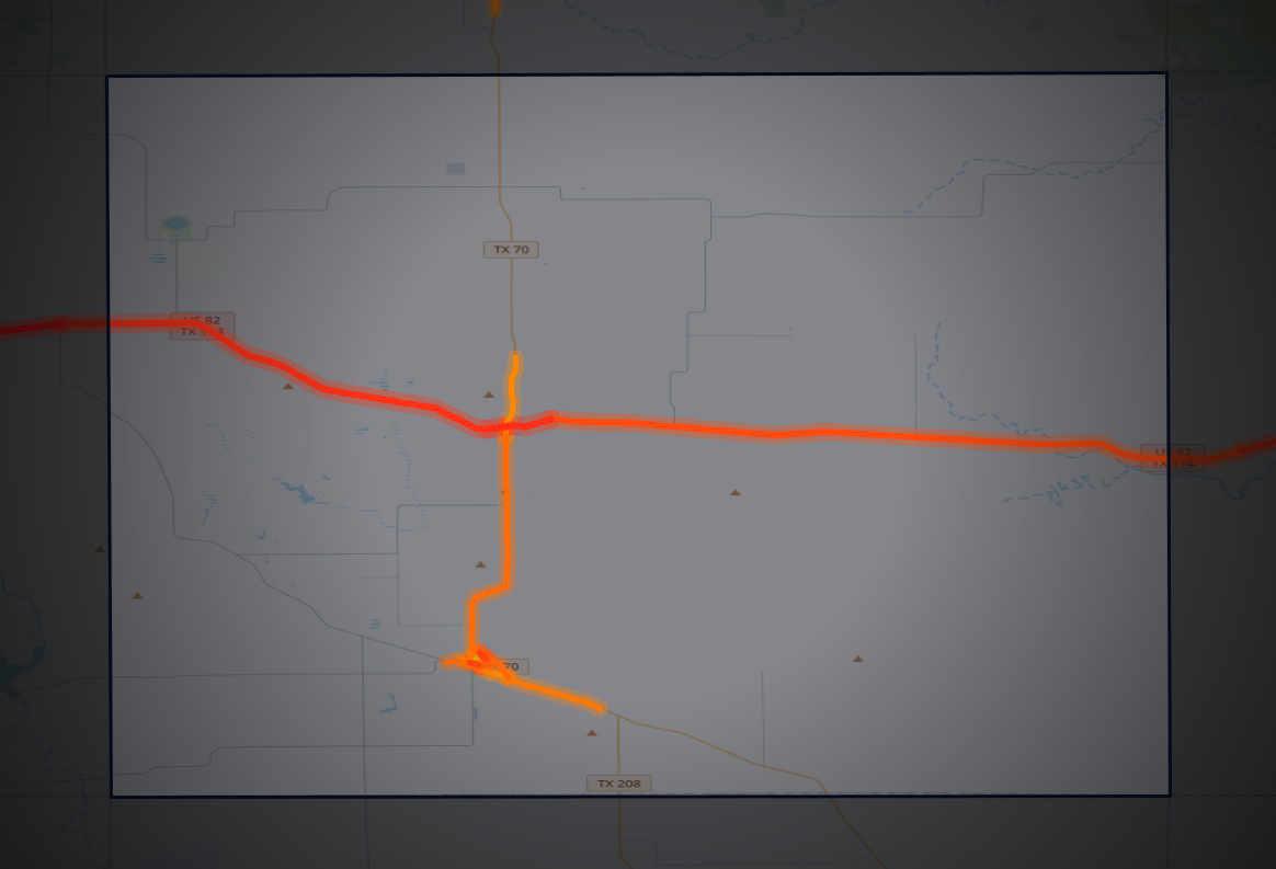 Traffic map of Dickens, Texas