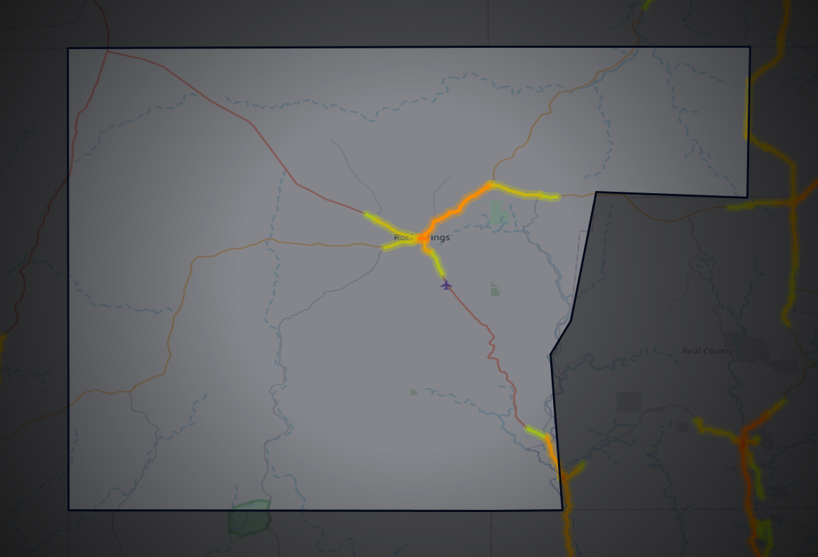 Traffic map of Edwards, Texas