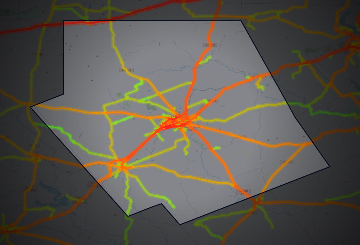 Traffic map of Erath, Texas