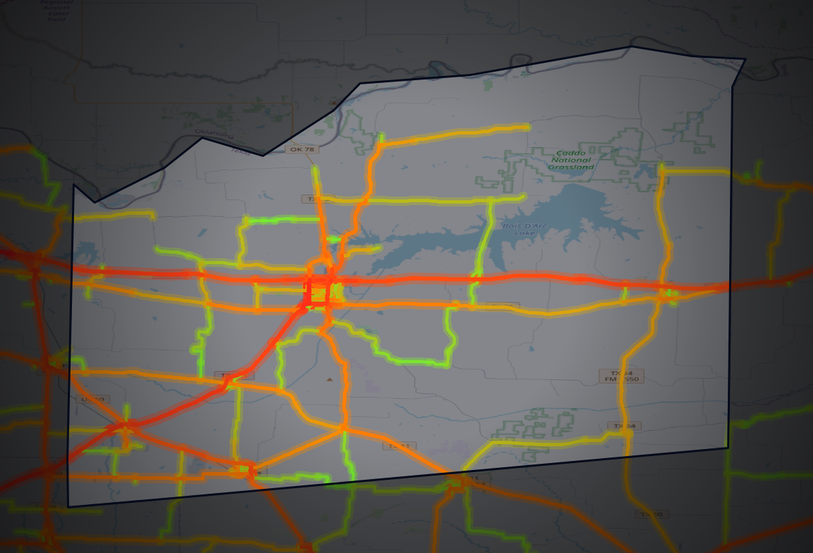 Traffic map of Fannin, Texas