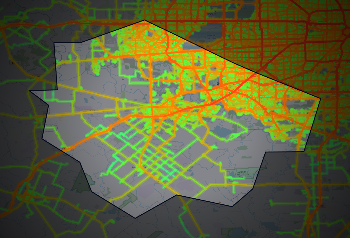 Traffic map of Fort Bend, Texas