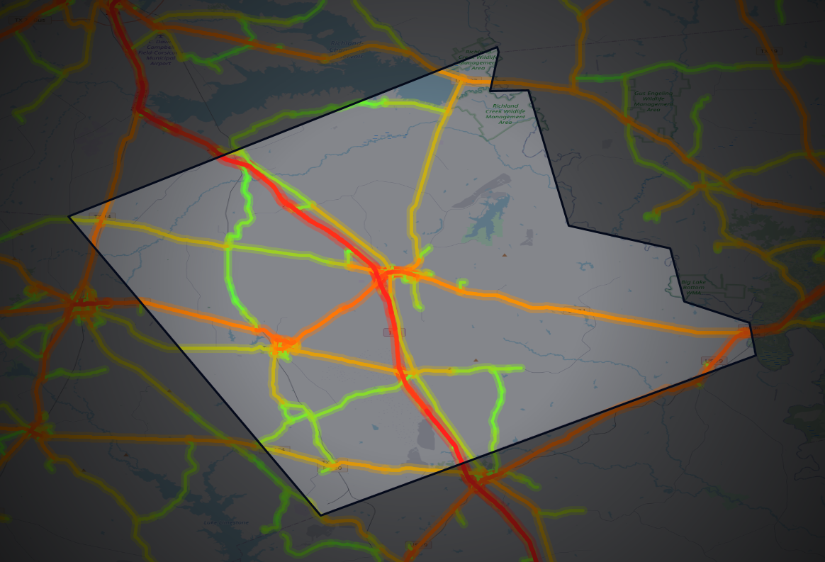 Traffic map of Freestone, Texas