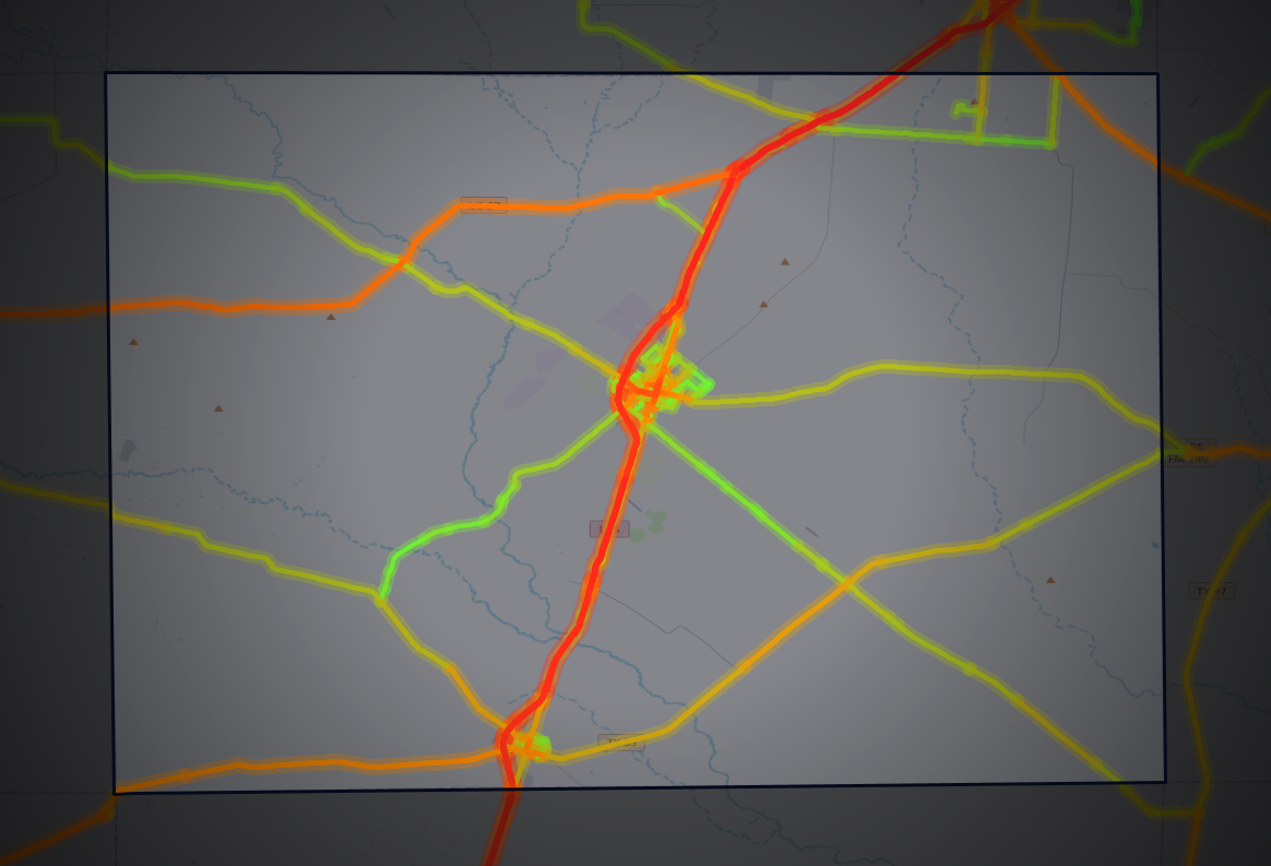 Traffic map of Frio, Texas