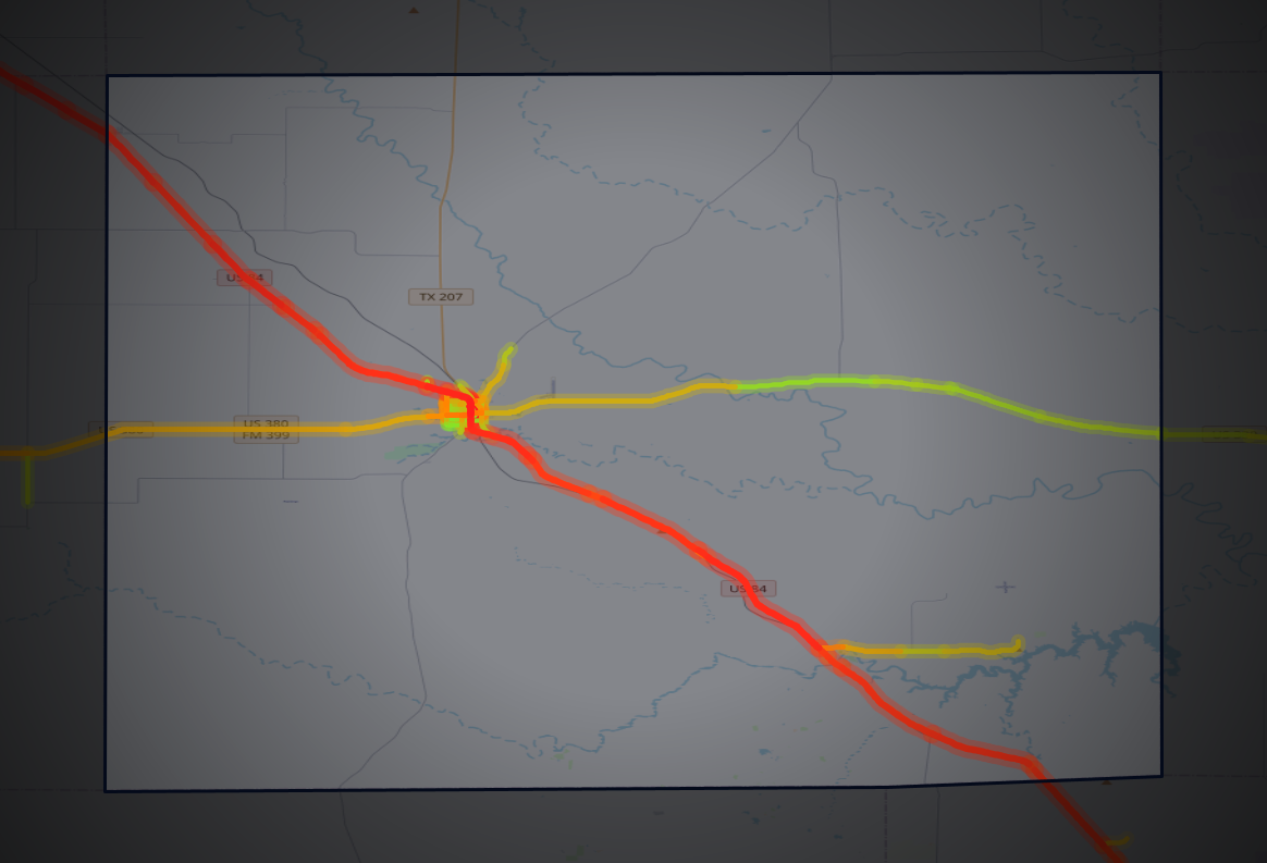 Traffic map of Garza, Texas