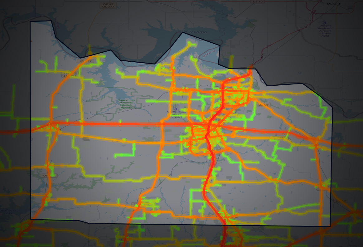 Traffic map of Grayson, Texas