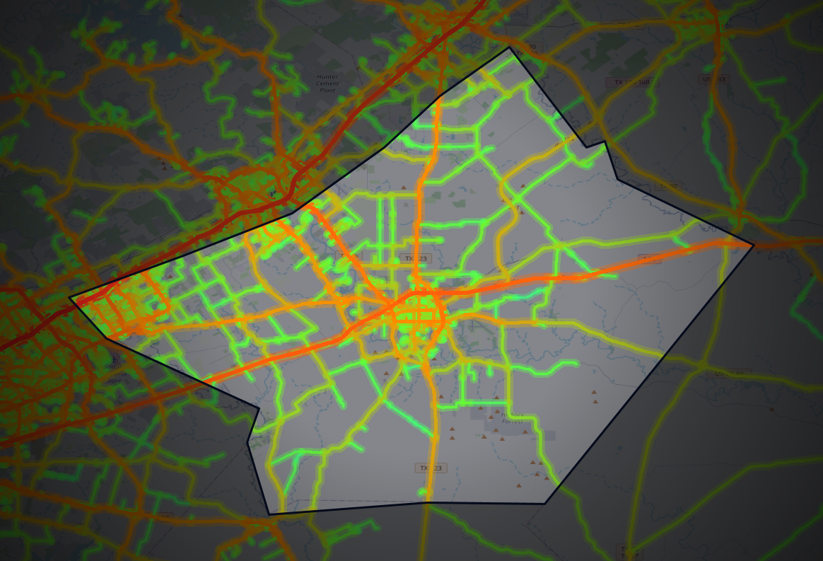 Traffic map of Guadalupe, Texas