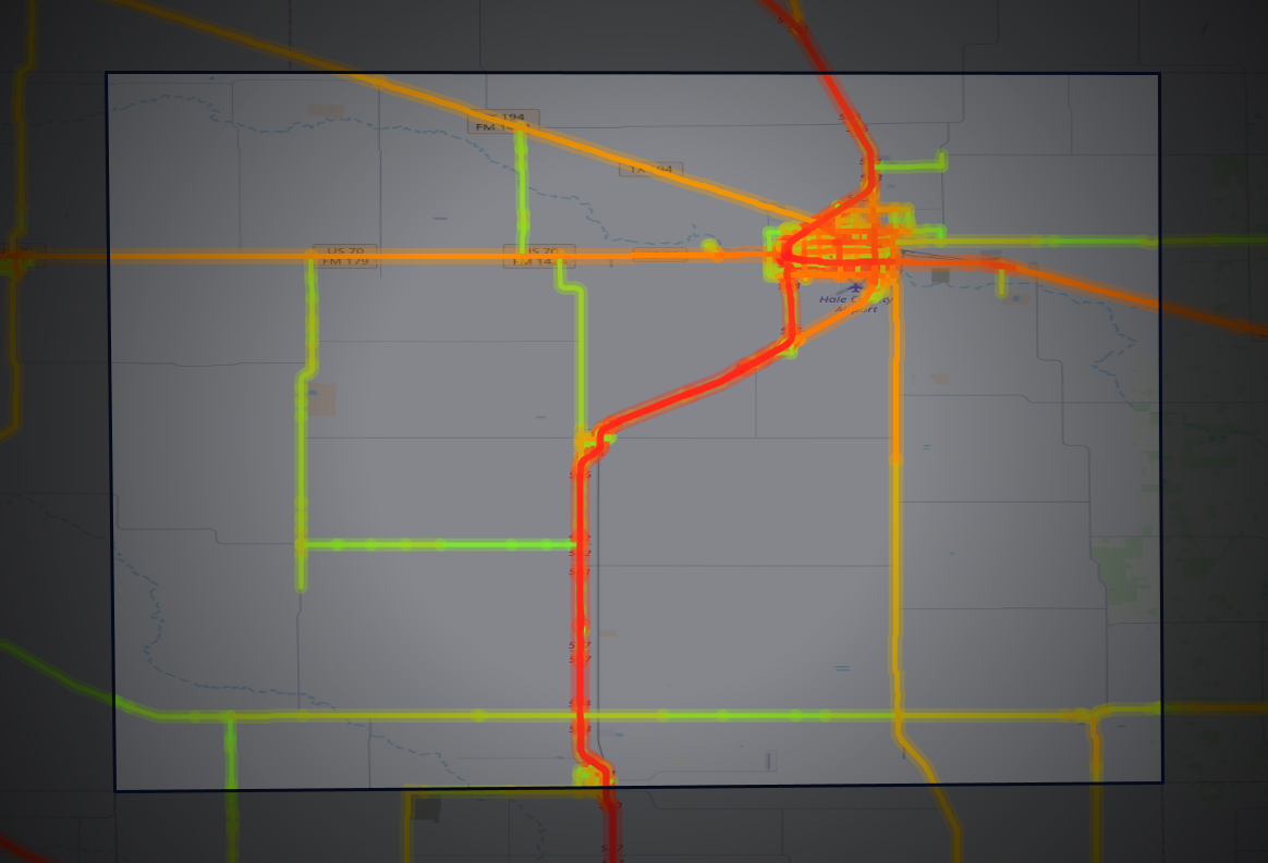 Traffic map of Hale, Texas