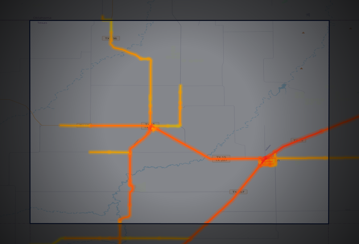 Traffic map of Hansford, Texas