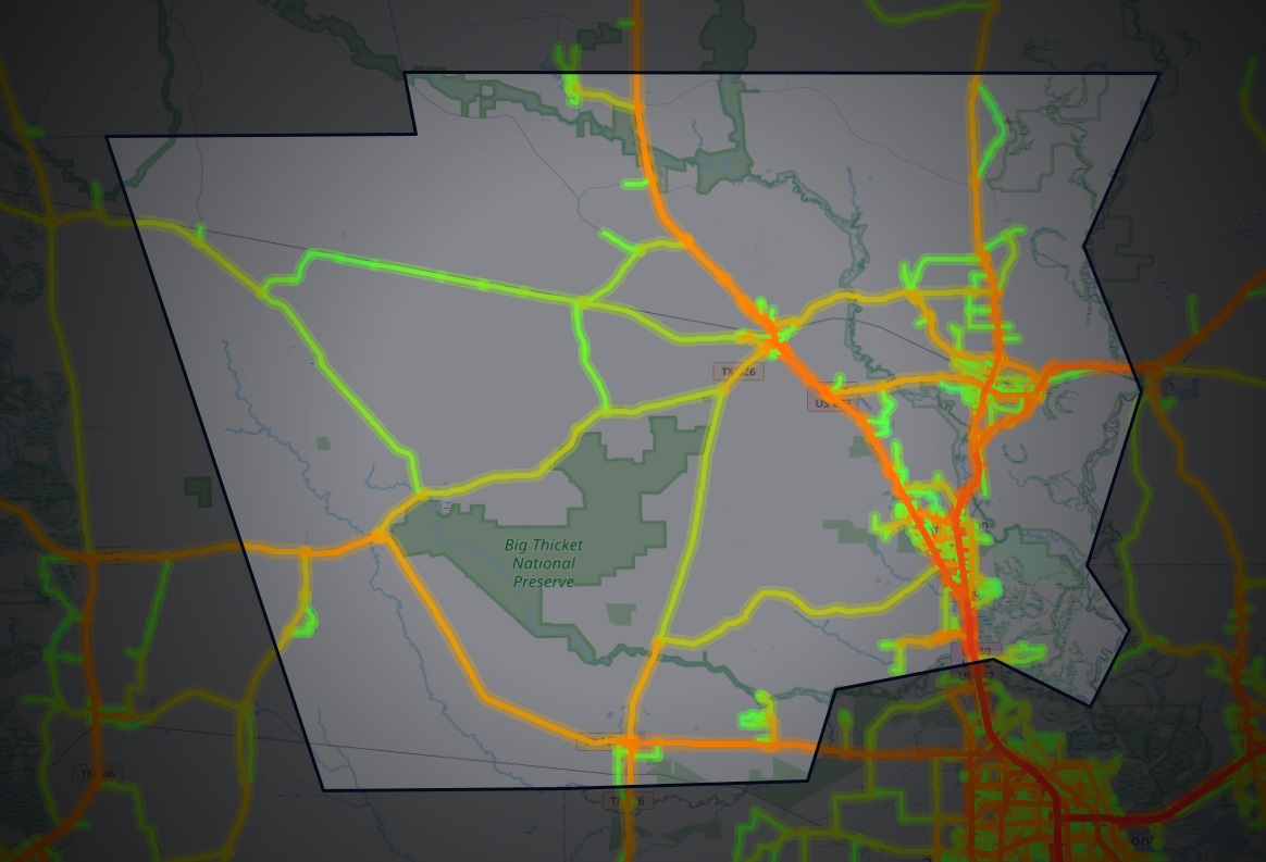 Traffic map of Hardin, Texas