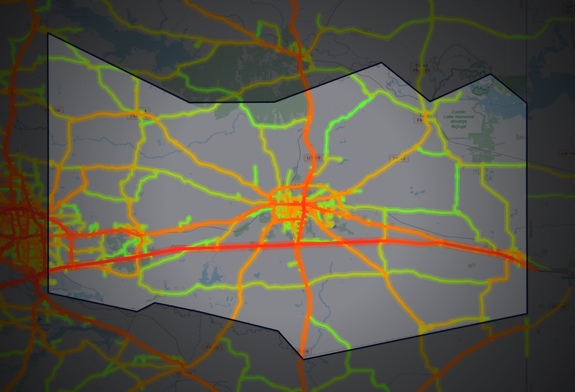 Traffic map of Harrison, Texas