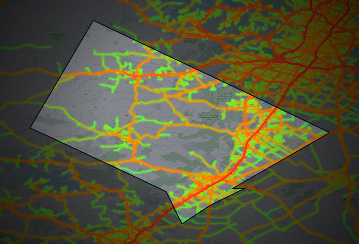 Traffic map of Hays, Texas