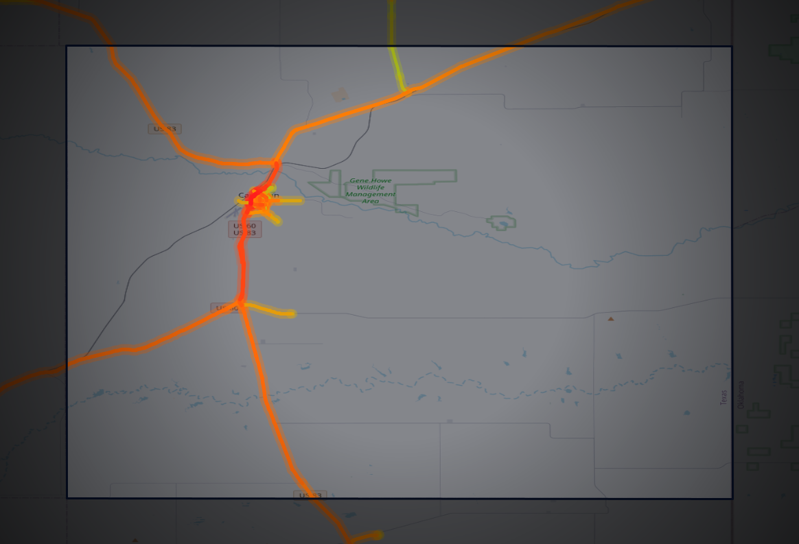 Traffic map of Hemphill, Texas
