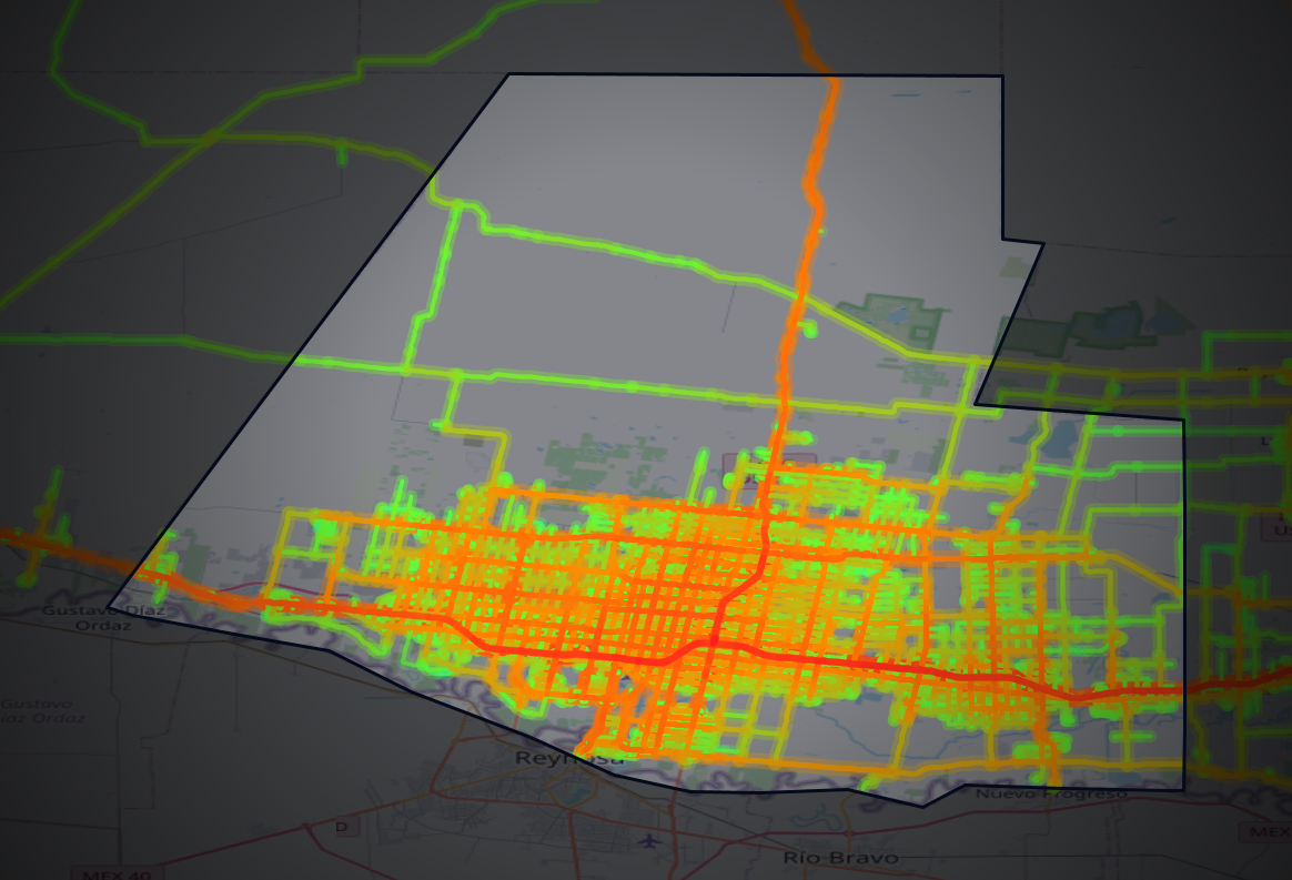 Traffic map of Hidalgo, Texas