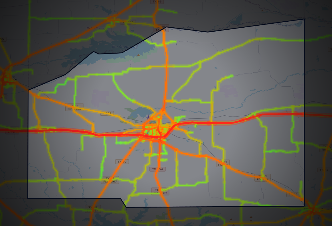 Traffic map of Hopkins, Texas