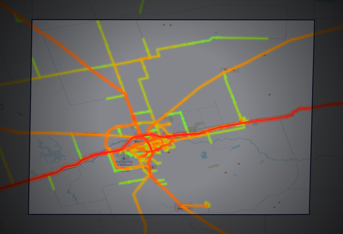 Traffic map of Howard, Texas
