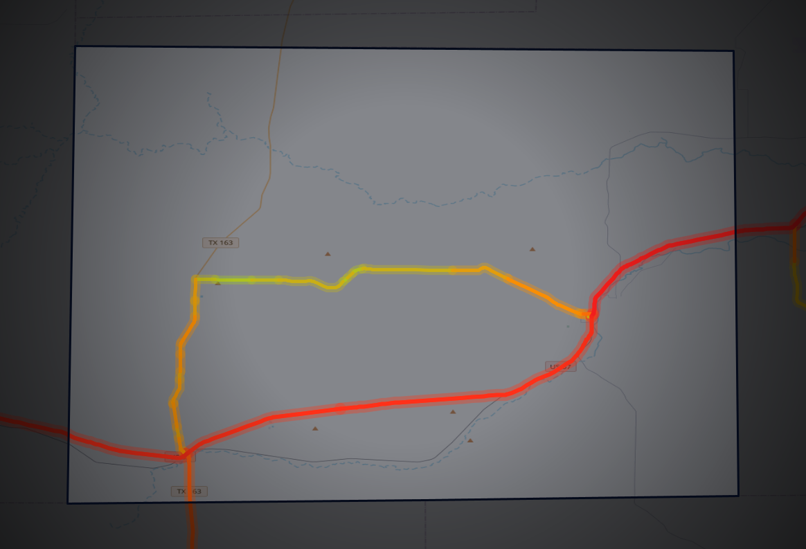 Traffic map of Irion, Texas