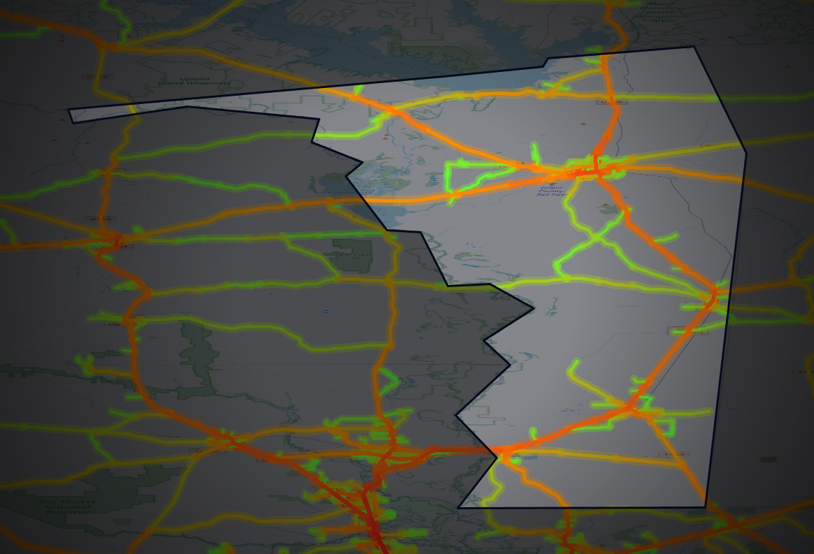Traffic map of Jasper, Texas