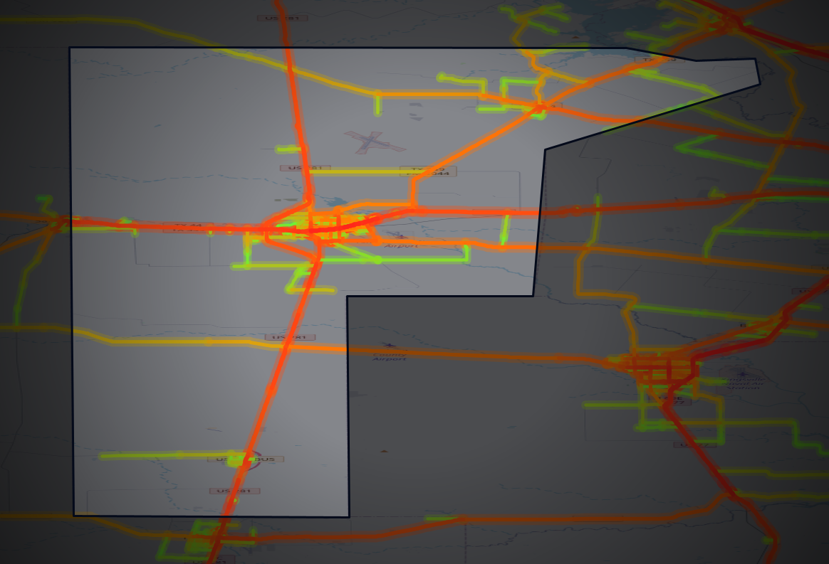 Traffic map of Jim Wells, Texas