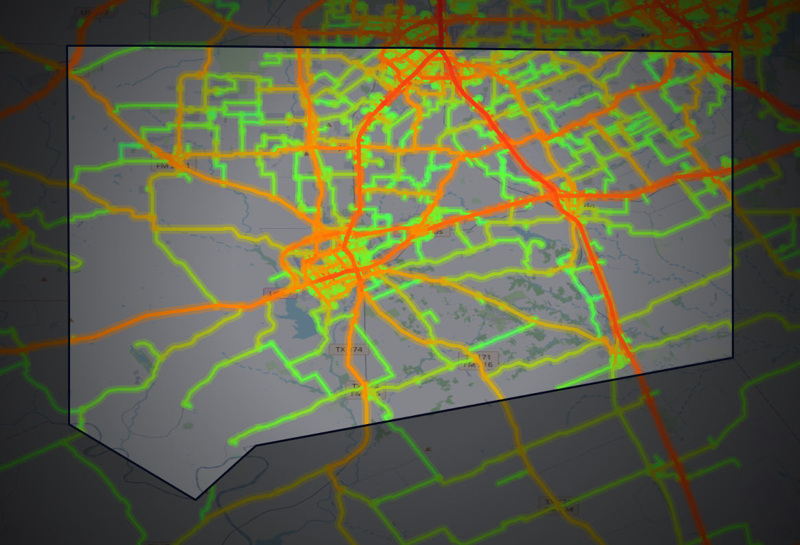 Traffic map of Johnson, Texas