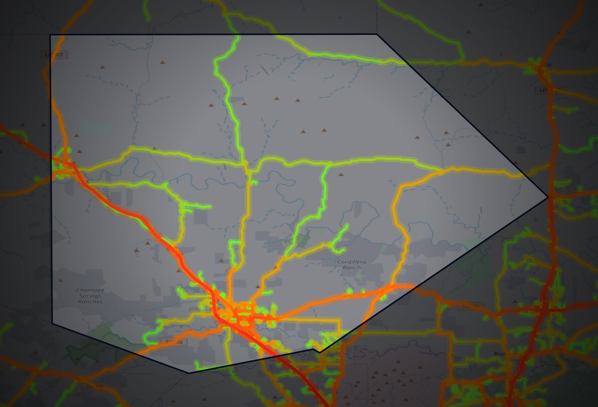 Traffic map of Kendall, Texas