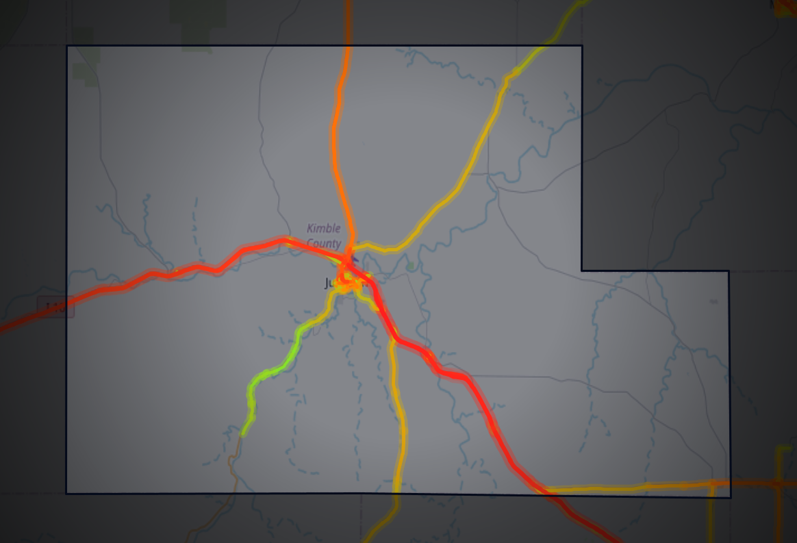 Traffic map of Kimble, Texas