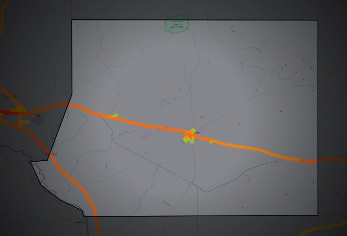 Traffic map of Kinney, Texas