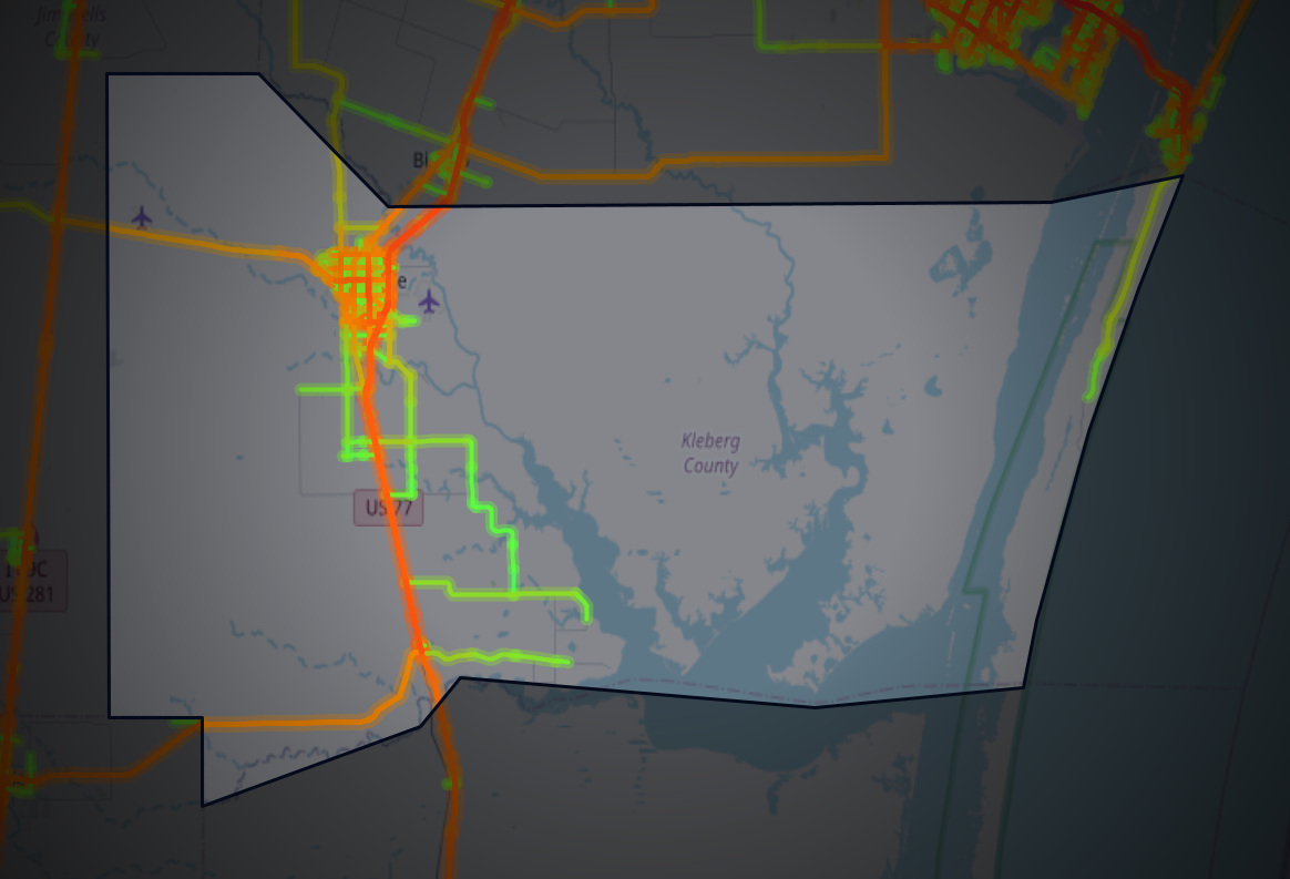 Traffic map of Kleberg, Texas