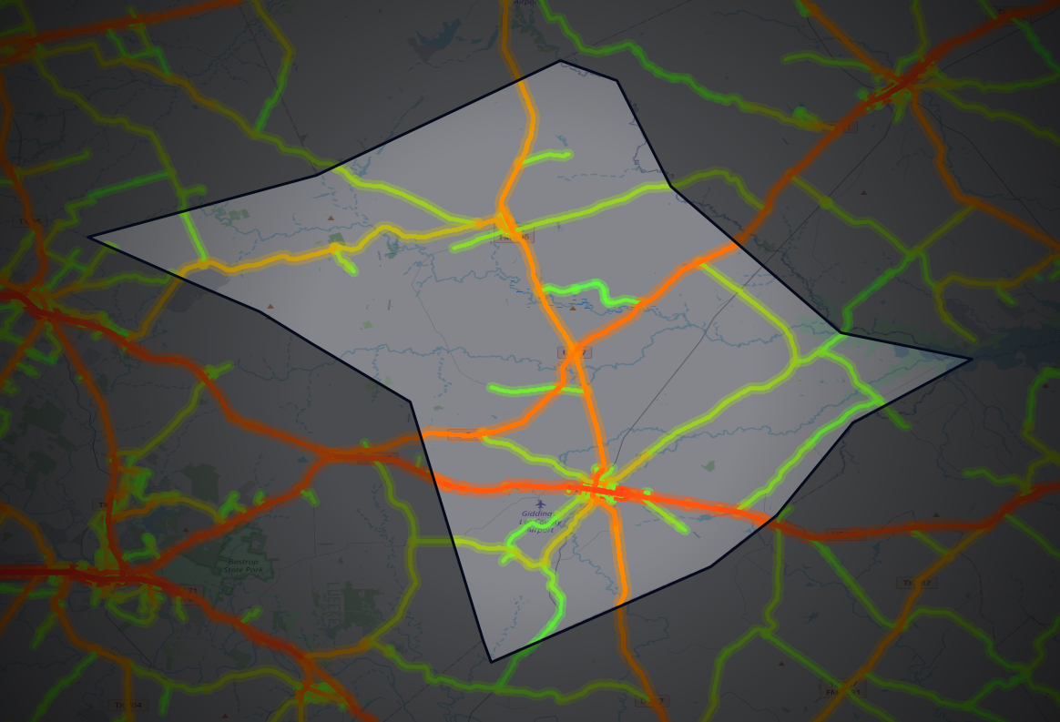 Traffic map of Lee, Texas