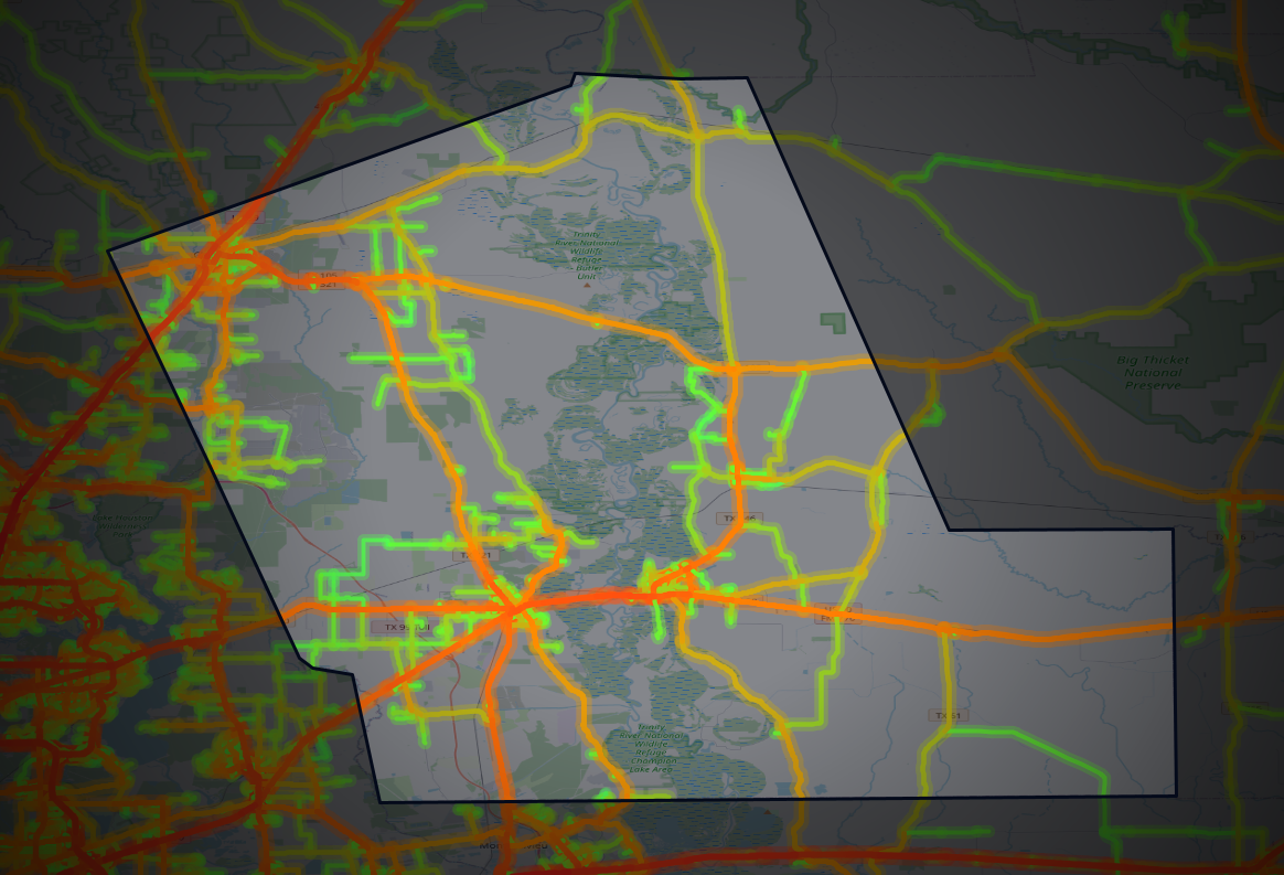 Traffic map of Liberty, Texas