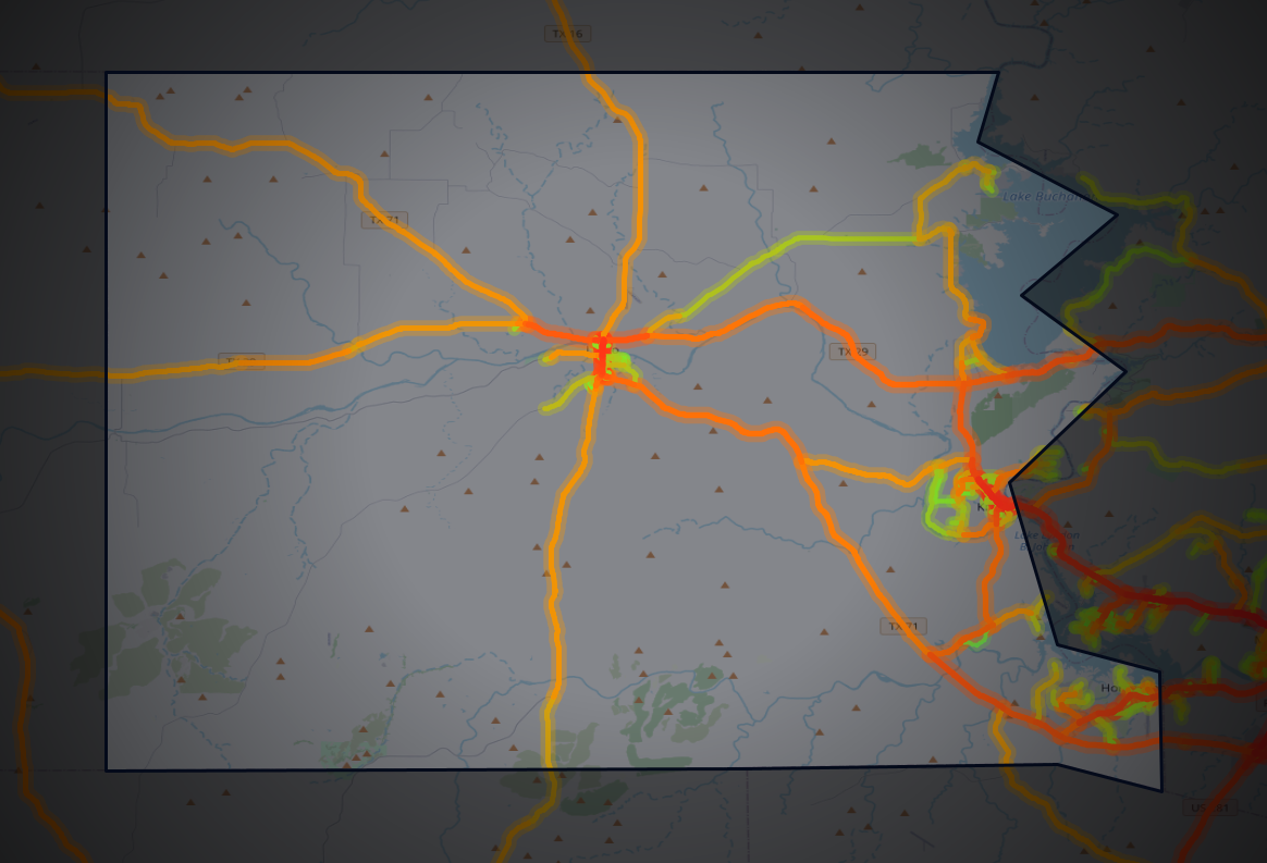 Traffic map of Llano, Texas