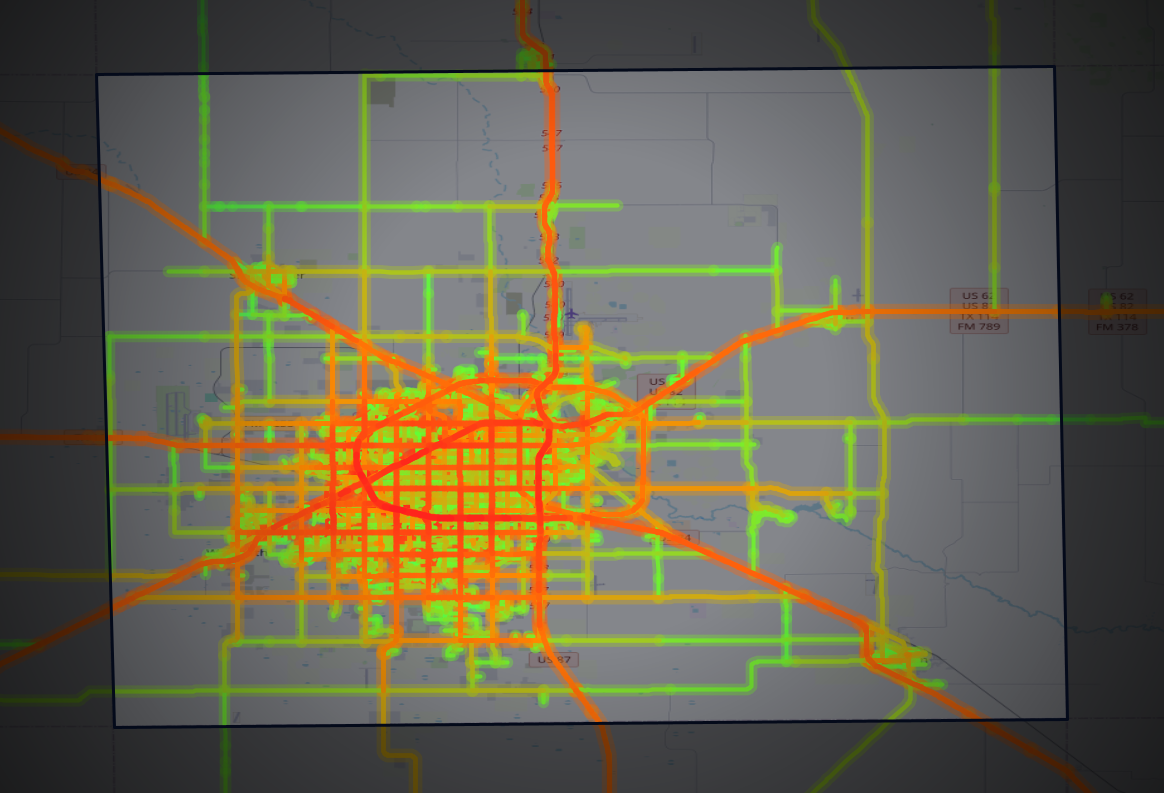 Traffic map of Lubbock, Texas