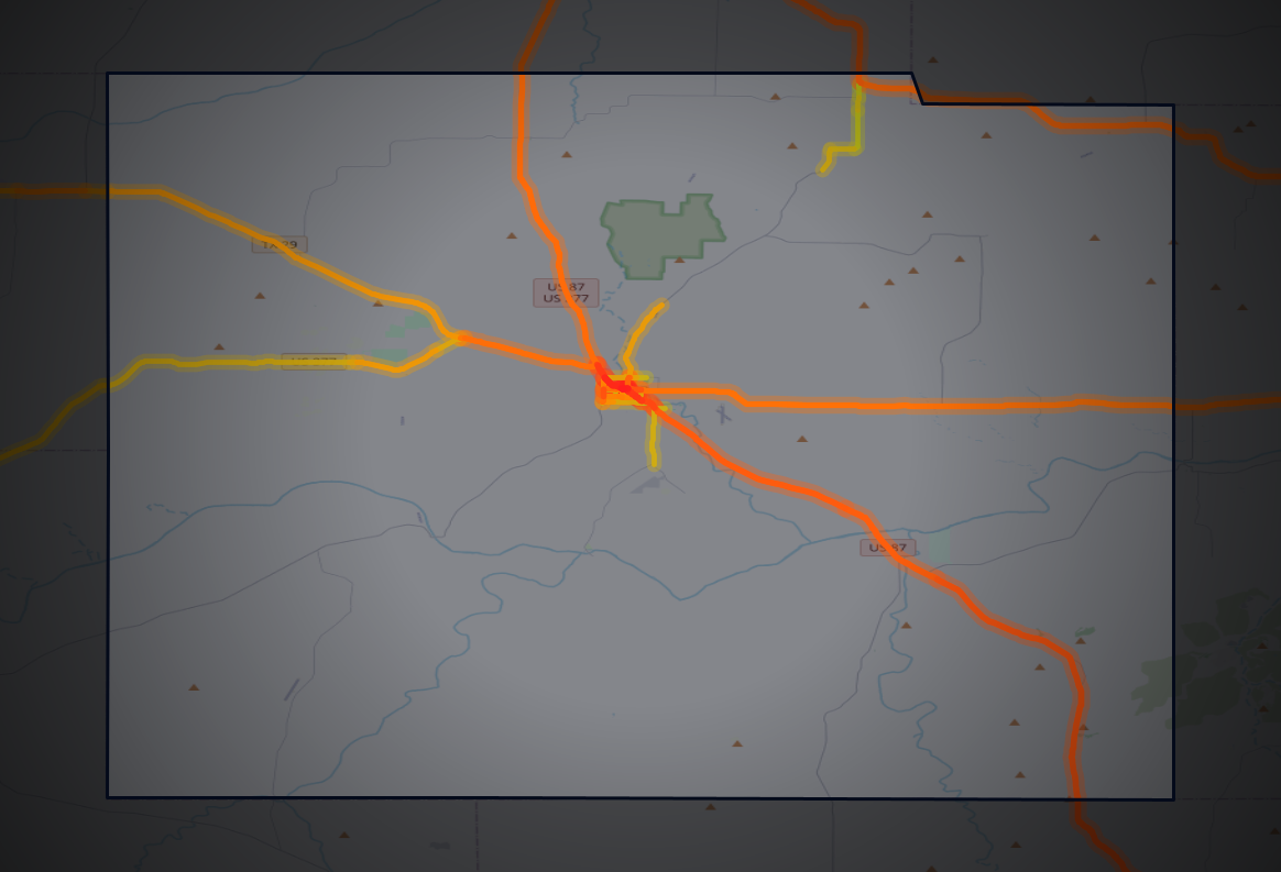 Traffic map of Mason, Texas