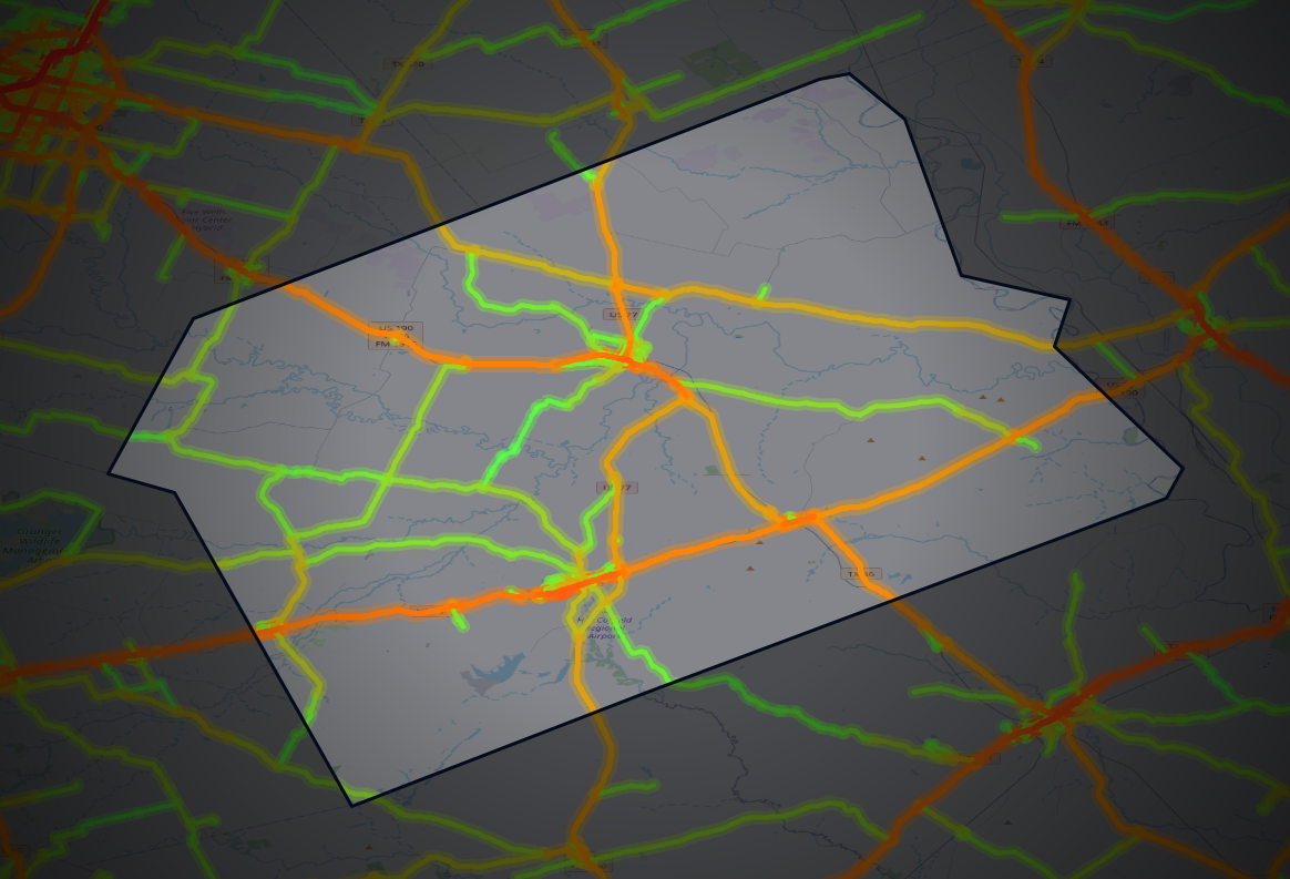 Traffic map of Milam, Texas