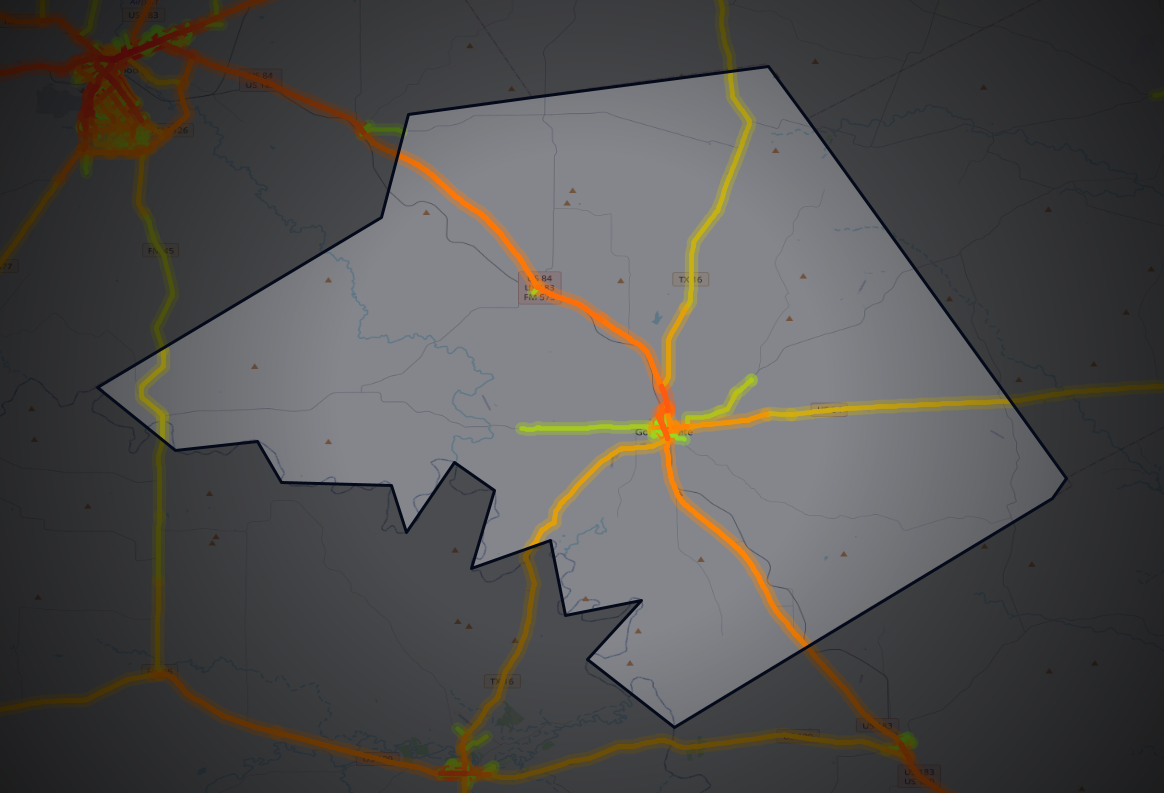 Traffic map of Mills, Texas