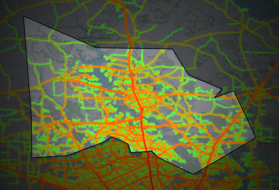 Traffic map of Montgomery, Texas