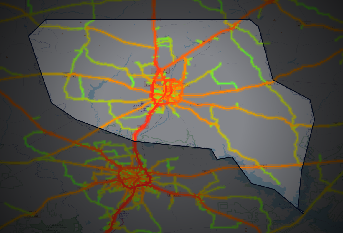 Traffic map of Nacogdoches, Texas