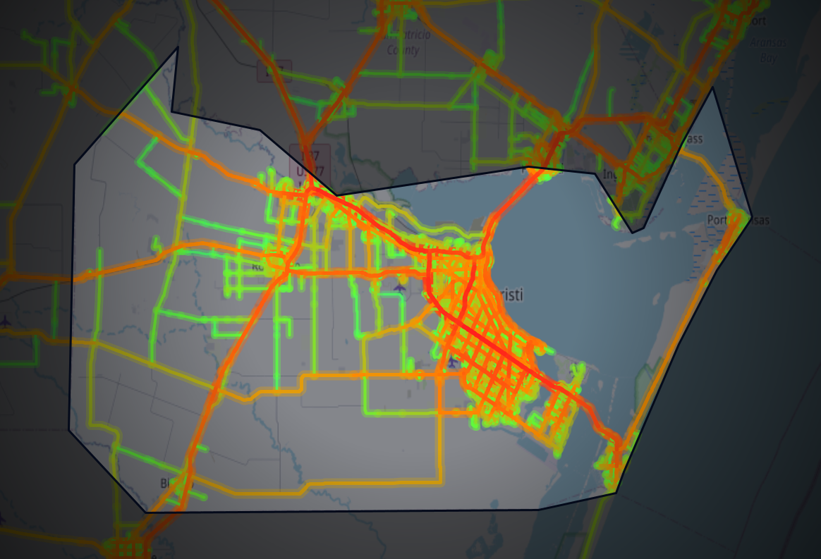 Traffic map of Nueces, Texas