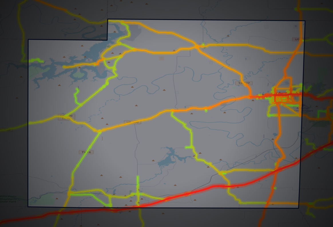 Traffic map of Palo Pinto, Texas