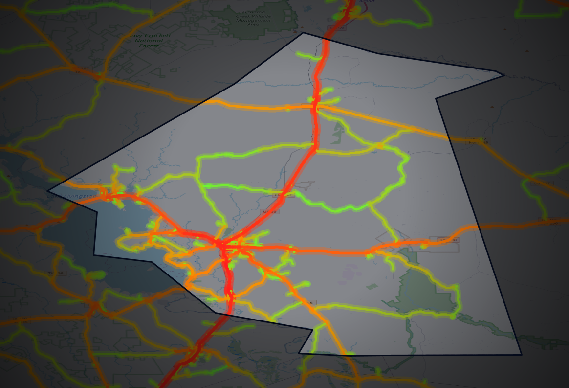 Traffic map of Polk, Texas