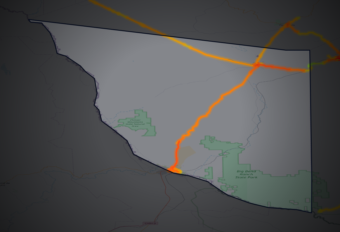 Traffic map of Presidio, Texas