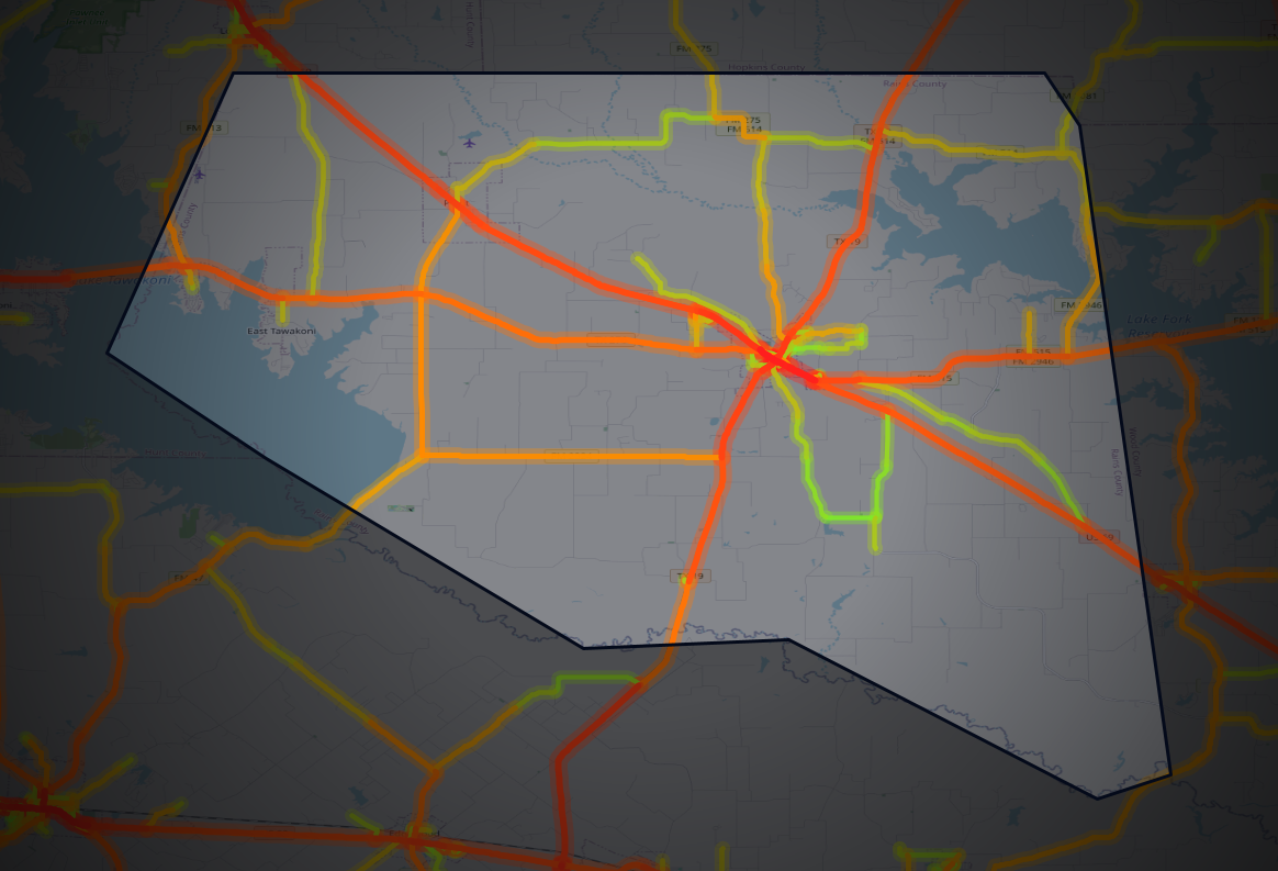Traffic map of Rains, Texas